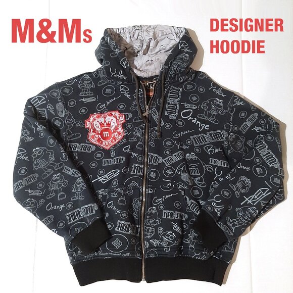 Vintage M&M's hoodie by JH Design all over print hooded Jacket Unisex Size Large - Picture 1 of 11